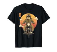 Gato Samurai japonés en Motocicleta Kawaii Ninja Cat Biker Camiseta
