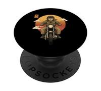 Gato Samurai japonés en Motocicleta Kawaii Ninja Cat Biker PopSockets PopGrip Adhesivo