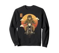 Gato Samurai japonés en Motocicleta Kawaii Ninja Cat Biker Sudadera
