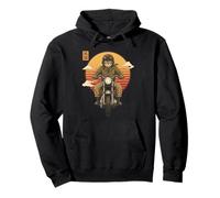 Gato Samurai japonés en Motocicleta Kawaii Ninja Cat Biker Sudadera con Capucha