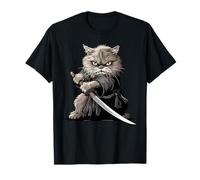 Gato Samurai Japonés Kawaii Ninja British Longhair Cat Camiseta