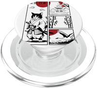 Gato Samurai Japonés Tokio Japón Puesta de Sol Streetart Gato Am PopSockets PopGrip para MagSafe