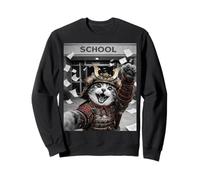 Gato Samurai Último día de Escuela Vacaciones de Verano Divertido Selfie Sudadera