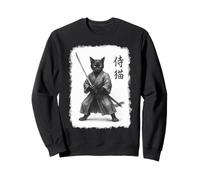 Gato Samurai Vintage Ukiyo-e Warrior Artwork Gráfico Gato Arte Sudadera
