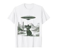 Gato secuestro alienígena en el Desierto del Sombrero Occidental OVNI Sci-Fi Art Camiseta