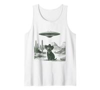 Gato secuestro alienígena en el Desierto del Sombrero Occidental OVNI Sci-Fi Art Camiseta sin Mangas