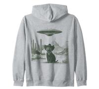 Gato secuestro alienígena en el Desierto del Sombrero Occidental OVNI Sci-Fi Art Sudadera con Capucha