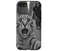 Gato Selfie asustado perseguido por Sasquatch a través del bosque Carcasa para iPhone SE (2020) / 7 / 8