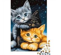 Gato Set De 1000 Piezas Papel Reciclado Tres Perritos Gatos Puzzle Familiar Fácil Almacenar Ocio En Casa Horas De Entretenimiento Garantizadas 38x26cm/1000pcs