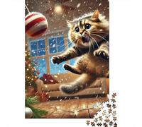 Gato Set De 1000 Piezas Papel Reciclado Xmas Kitten Puzzle Familiar Fácil De Almacenar Horas De Entretenimiento Entretenimiento Fin Semana 70x50cm/1000pcs