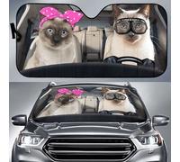 Gato Siamés con Cinta Y Gafas En Un Día Soleado. Parasol De Coche Plegable Parasol Luna De Coche Protección Solar Proteccións Solar para El Parabrisas Universal para Camión SUV Vehículos S