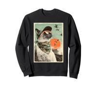 Gato siamés con Gafas de Sol Cazador de Patos Retro Atardecer Sudadera