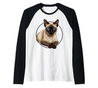 Gato siamés con ojos azules Camiseta Manga Raglan