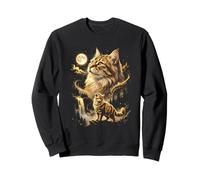 Gato Siberiano Aullando A La Luna Meme Sudadera