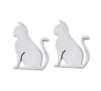 Gato Símbolo Calcomanías para Coche Aleación de Zinc Pegatinas para Coche Platino Autoadhesivo Insignia Calcomanías 3D Pegatina para Ventana de Coche Laptops Equipaje(Plata)