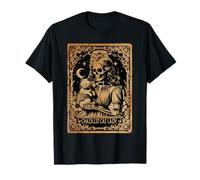 Gato sin hijos Señora Carta del Tarot Goth Esqueleto Camiseta