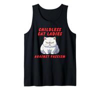 Gato sin Hijos señoras contra el fascismo Humor político Divertido Camiseta sin Mangas