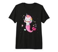 Gato Sirena Unicornio Chica Cat Mermaid Unicorn Camiseta Premium
