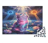 Gato Soñador Puzzle de 1000 Piezas Papel para Adultos Flor de Loto Arte Fantástico Juego de Puzzle 1000 Piezas Relajación Hogar 38x26cm/1000pcs