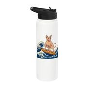 Gato Sphynx Surf Ola Japonesa Stainless Steel Insulated Water Bottle
