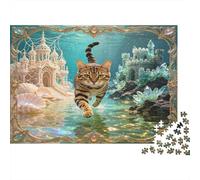 Gato Submarino Fantasía Puzzle de 1000 Piezas Papel Puzzle para Adultos Palacio Mágico Relajación Concentración Familia Regalo Decoración Hogar 38x26cm/1000pcs