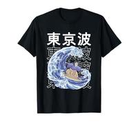 Gato Surf Japonés Ondas Japón Estética Chicas Adolescente Anime Camiseta