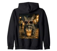Gato Tabby Bebiendo Café Helado Animal Divertido Sudadera con Capucha