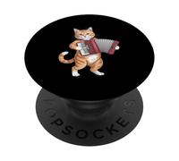 Gato Tabby Divertido Jugando Acordeón Humorístico Vintage PopSockets PopGrip Adhesivo