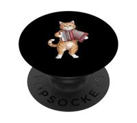 Gato Tabby Divertido Jugando Acordeón Humorístico Vintage PopSockets PopGrip Adhesivo