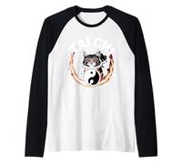 Gato Tai Chi Yin Yang Flor de la Vida Artes Marciales Gatito Camiseta Manga Raglan