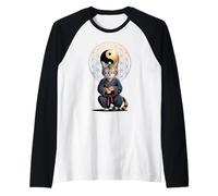 Gato Tai Chi Yin Yang Flor de la Vida Artes Marciales Gatito Camiseta Manga Raglan