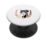 Gato Tai Chi Yin Yang Flor de la Vida Artes Marciales Gatito PopSockets PopGrip Adhesivo