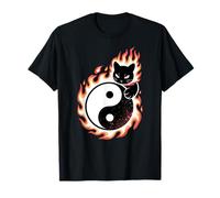 Gato Tai Chi Yin Yang Fuego Gatito Negro Gatos Divertidos Camiseta