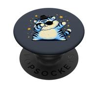 Gato Tigre Azul Gato Dabbing Dance Gat Sombrero Niños A Juego PopSockets PopGrip Adhesivo