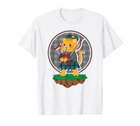 Gato Tocando gaitas Escocia Kilt Banda músico Rockstar Camiseta gráfica económica, Hombre, Blanco, L