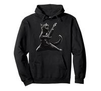 Gato tocando la guitarra | Funny Rock Star Classic Rock & Roll Cat Sudadera con Capucha