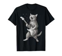Gato tocando la guitarra Rock Star Rock and Roll Cat Lover Art Camiseta