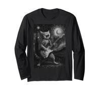 Gato tocando la guitarra Rock Star Rock and Roll Cat Lover Art Manga Larga