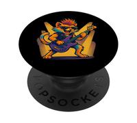 Gato tocando la guitarra Rockstar Gato con gafas de sol Mohawk PopSockets PopGrip Adhesivo
