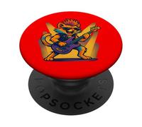 Gato tocando la guitarra Rockstar Gato con gafas de sol Mohawk PopSockets PopGrip Adhesivo