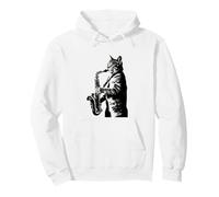 Gato Tocando saxofón Jazz música Amante Arte Sudadera con Capucha