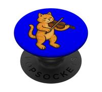 Gato tocando violinista amante de los gatos lindo gato toca violín PopSockets PopGrip Adhesivo