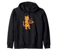 Gato tocando violinista amante de los gatos lindo gato toca violín Sudadera con Capucha