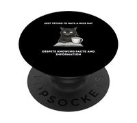 Gato Tratando de Tener un Buen día a Pesar de Conocer Datos e información PopSockets PopGrip Adhesivo