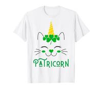 Gato Unicornio irlandés Lil Miss Caticorn Green para el Día de San Patricio Camiseta