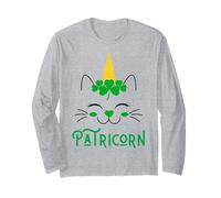 Gato Unicornio irlandés Lil Miss Caticorn Green para el Día de San Patricio Manga Larga