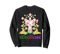 Gato Unicornio irlandés Lil Miss Caticorn Green para el Día de San Patricio Sudadera