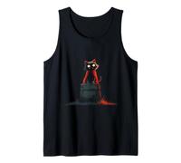 Gato Vampiro Halloween Capa Roja Gótico Gracioso Negro Camiseta sin Mangas