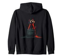Gato Vampiro Halloween Capa Roja Gótico Gracioso Negro Sudadera con Capucha