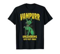 Gato Vampiro Vampurr Colmillos Gotico Horror Camiseta